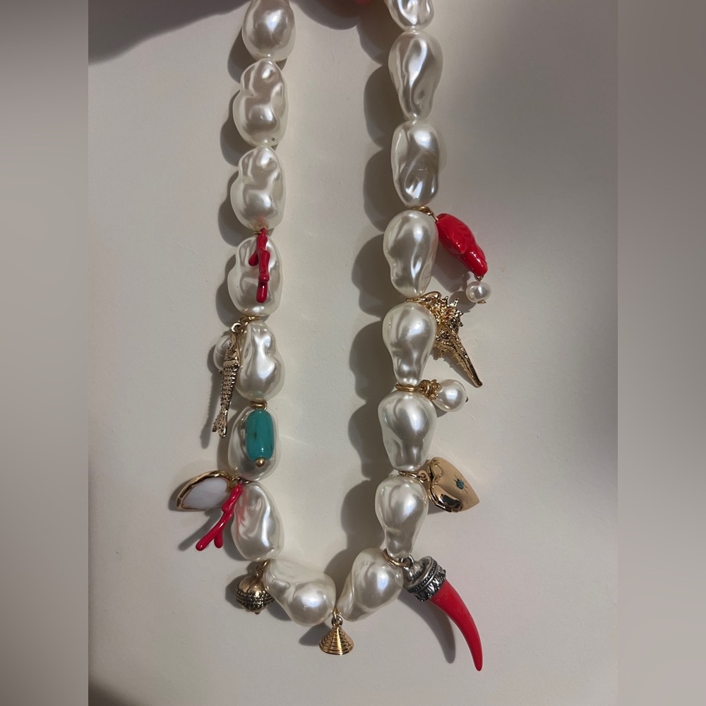 Zara Nautical Pearl Beach Ocean Charm Necklace Choker‎ - Picture 3 of 6